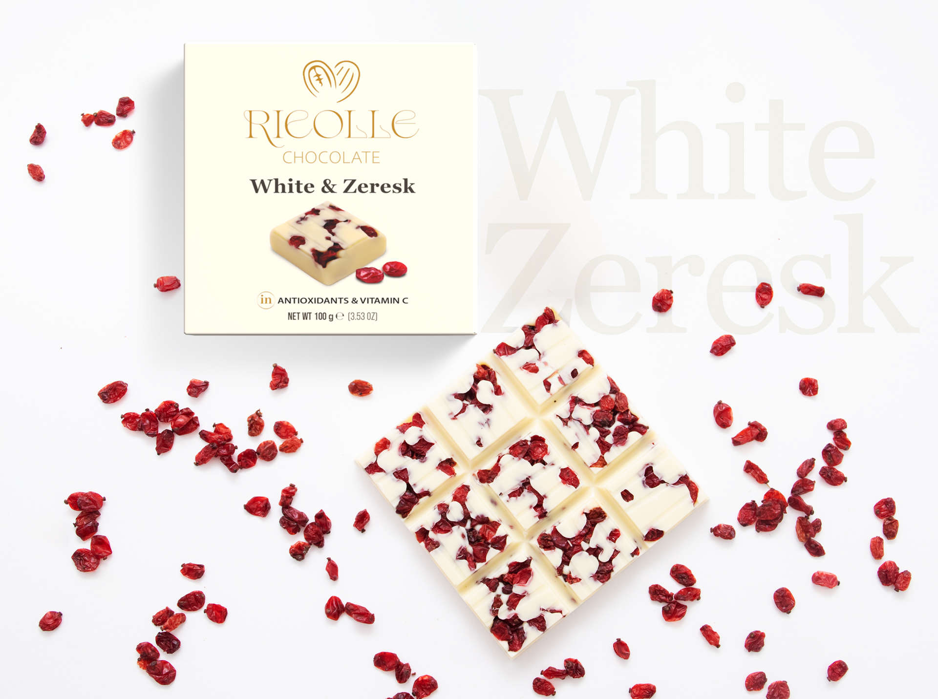Ricolle Chocolate White and Zereshk 100 Gr - Görsel 3